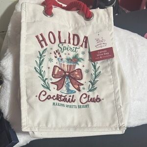 Sleigh Hill Christmas canvas beaded wine bag